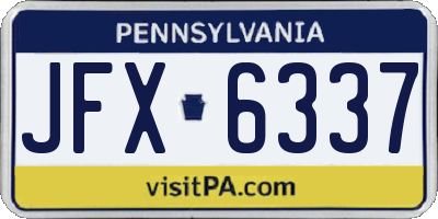 PA license plate JFX6337