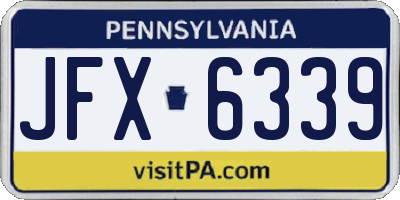 PA license plate JFX6339