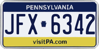 PA license plate JFX6342