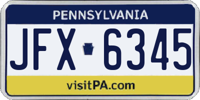 PA license plate JFX6345