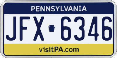 PA license plate JFX6346
