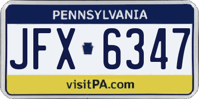 PA license plate JFX6347