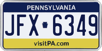PA license plate JFX6349