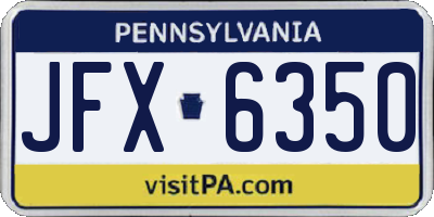 PA license plate JFX6350