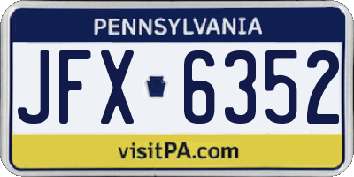 PA license plate JFX6352