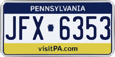 PA license plate JFX6353