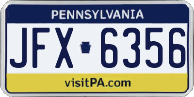 PA license plate JFX6356