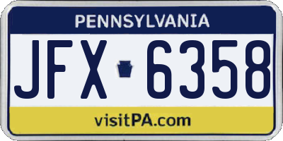 PA license plate JFX6358