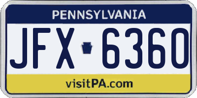 PA license plate JFX6360