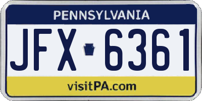 PA license plate JFX6361
