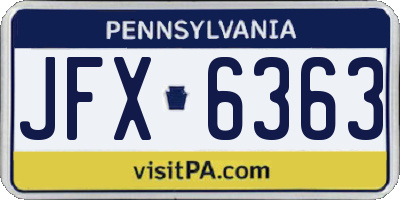 PA license plate JFX6363