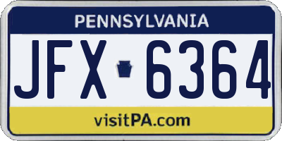 PA license plate JFX6364