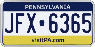 PA license plate JFX6365