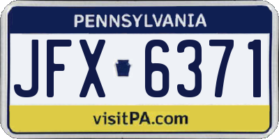 PA license plate JFX6371