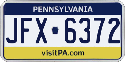PA license plate JFX6372