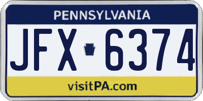 PA license plate JFX6374