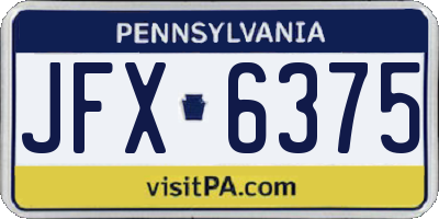 PA license plate JFX6375