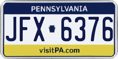 PA license plate JFX6376