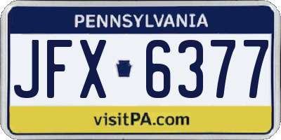 PA license plate JFX6377
