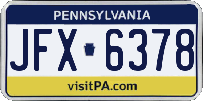 PA license plate JFX6378