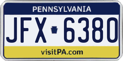 PA license plate JFX6380