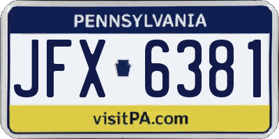 PA license plate JFX6381