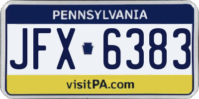 PA license plate JFX6383