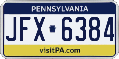 PA license plate JFX6384