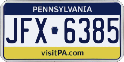 PA license plate JFX6385