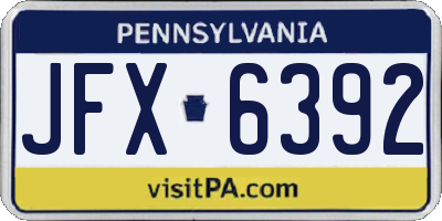 PA license plate JFX6392