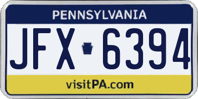 PA license plate JFX6394