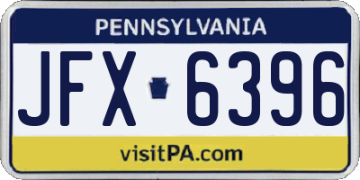 PA license plate JFX6396
