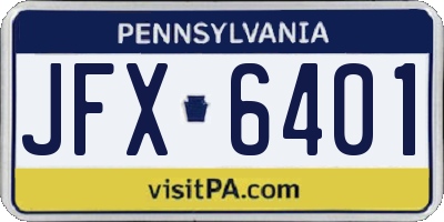 PA license plate JFX6401
