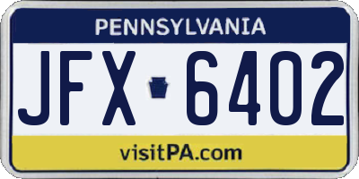 PA license plate JFX6402