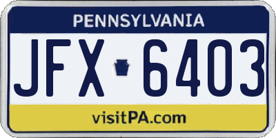 PA license plate JFX6403