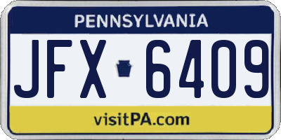 PA license plate JFX6409