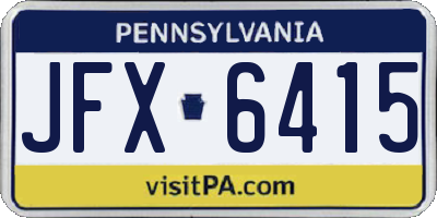 PA license plate JFX6415