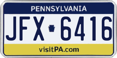 PA license plate JFX6416