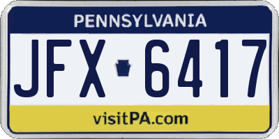 PA license plate JFX6417