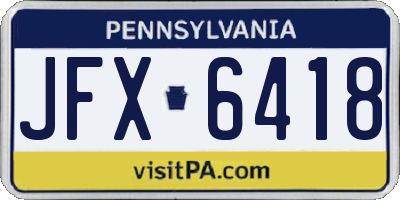 PA license plate JFX6418