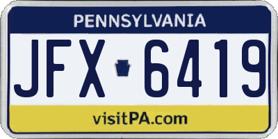 PA license plate JFX6419