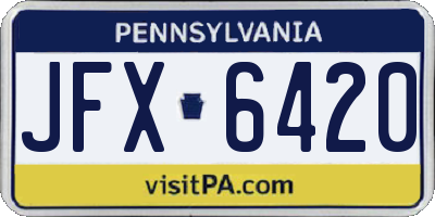 PA license plate JFX6420