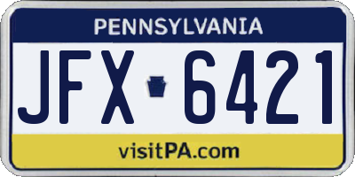 PA license plate JFX6421