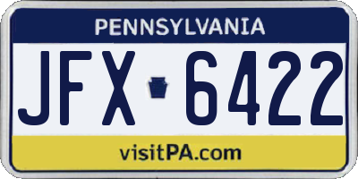 PA license plate JFX6422