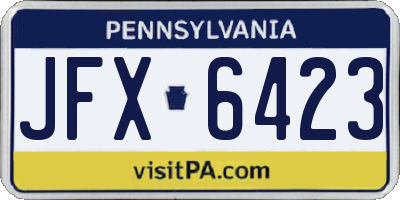 PA license plate JFX6423