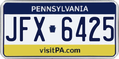 PA license plate JFX6425