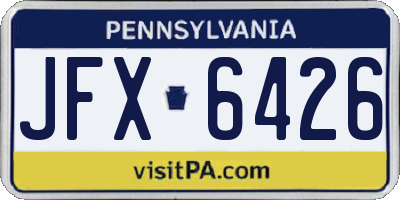 PA license plate JFX6426