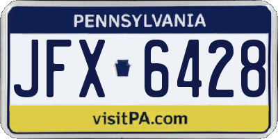 PA license plate JFX6428