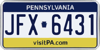 PA license plate JFX6431
