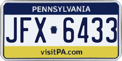 PA license plate JFX6433